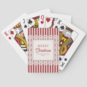 Baraja De Cartas Favoritos de fiesta de Navidad con rayas rojas de