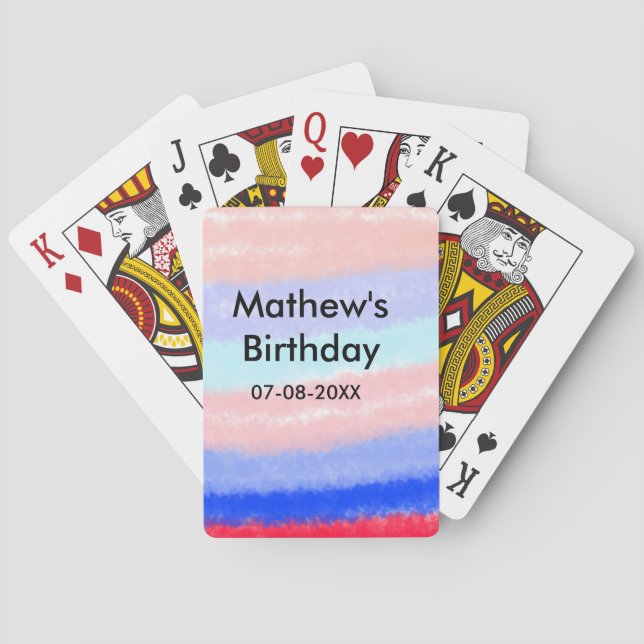Baraja De Cartas Fecha de adición de nombre de cumpleaños de niño e (Reverso)