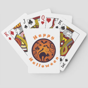 Baraja De Cartas Felices arañas y murciélagos de gatos negros en la