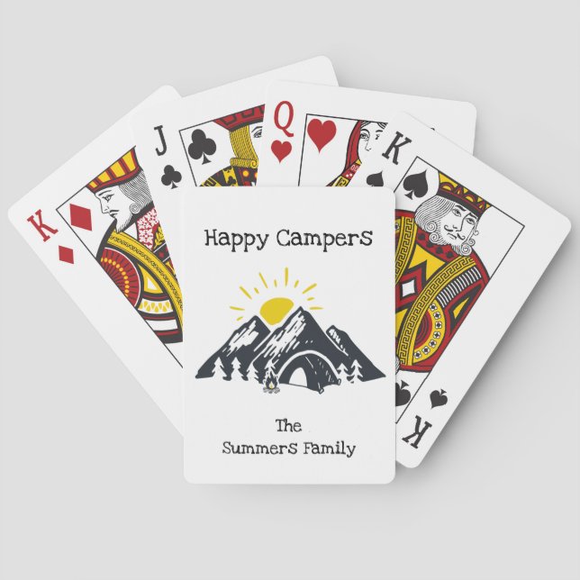 Baraja De Cartas Felices campistas y montaña personalizada (Reverso)
