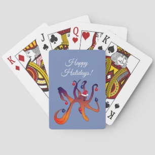 Baraja De Cartas Felices Fiestas Octopus Tarjetas de Arte