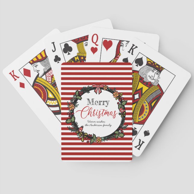Baraja De Cartas Felices Navidad festivas de las rayas el | de la (Reverso)