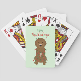 Baraja De Cartas Felices Pawlidays Luces de Navidades Goldendoodle