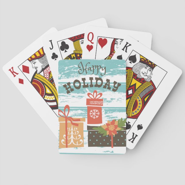 Baraja De Cartas Felices vacaciones de Navidades de vacaciones (Reverso)