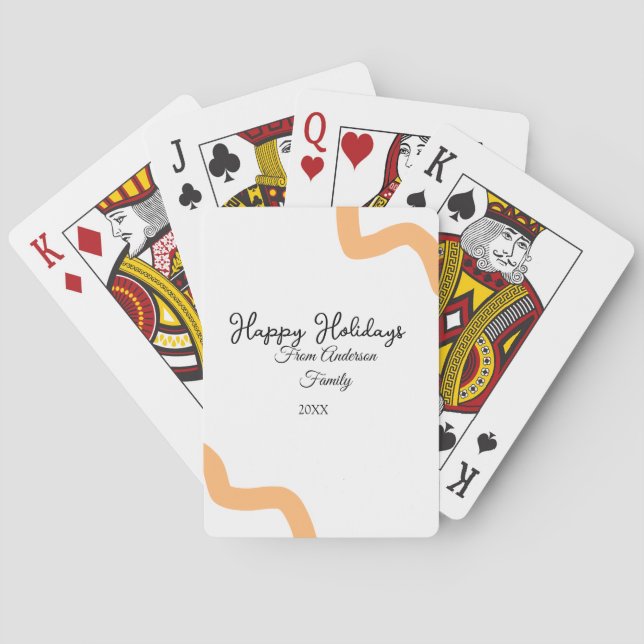 Baraja De Cartas Felices vacaciones naranja negro nombre fecha año  (Reverso)