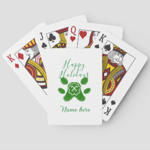 Baraja De Cartas Felices vacaciones perro mascota perro verde paw c