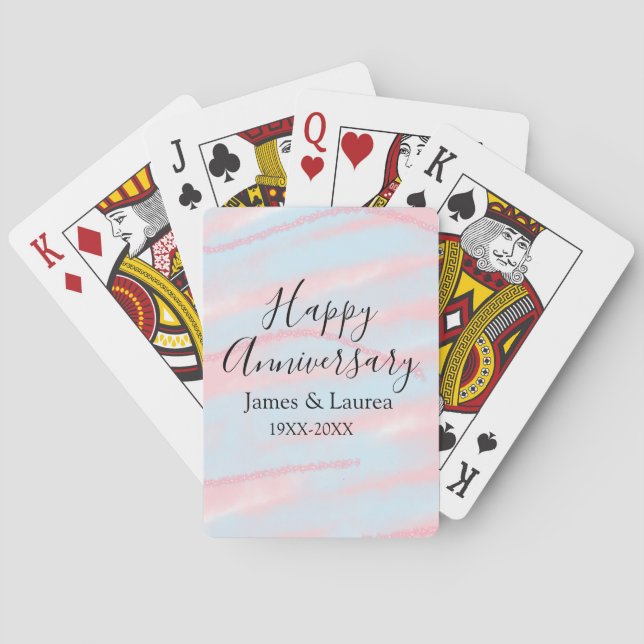 Baraja De Cartas Felicitaciones aniversario boda nombre fecha año p (Reverso)