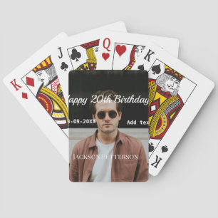 Baraja De Cartas Feliz 20 cumpleaños foto simple añadir nombre fech