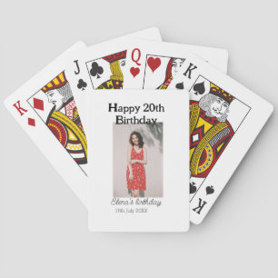 Baraja De Cartas Feliz 20 cumpleaños foto simple moderna mínima
