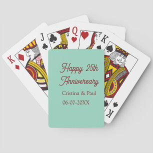 Baraja De Cartas Feliz 25 aniversario boho retró pastel verde malva