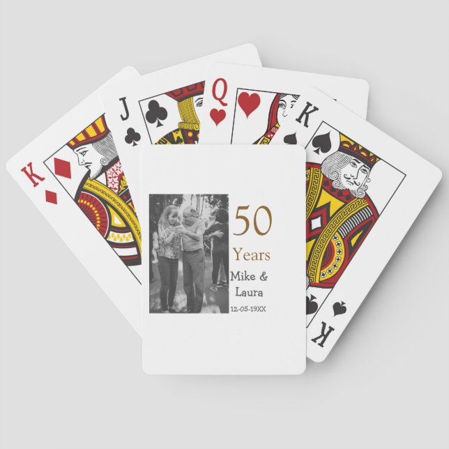 Baraja De Cartas Feliz 50° aniversario agregar pareja fecha de matr (Reverso)