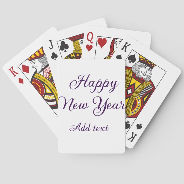 Baraja De Cartas Feliz año nuevo caligrafía púrpura simple minimali (Reverso)