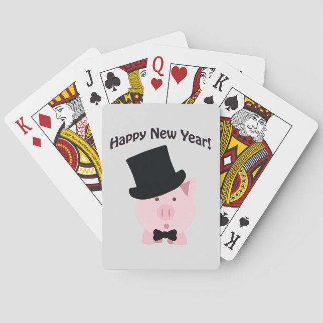 Baraja De Cartas ¡Feliz Año Nuevo! Cerdo Dapper (Reverso)