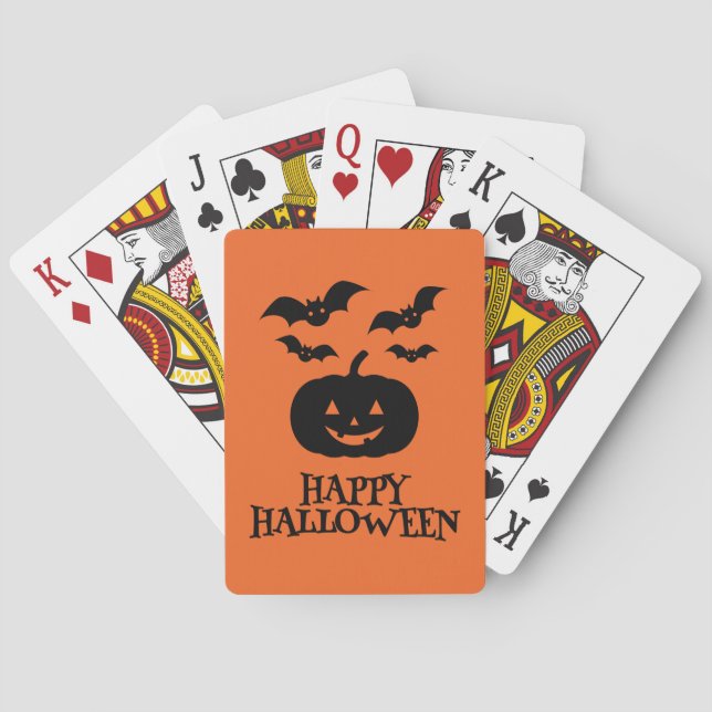 Baraja De Cartas Feliz Bate de Calabaza de Halloween Mínimo (Reverso)