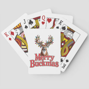 Baraja De Cartas Feliz Buckmas Ciervo Cabeza Cazador Fiesta Navidad