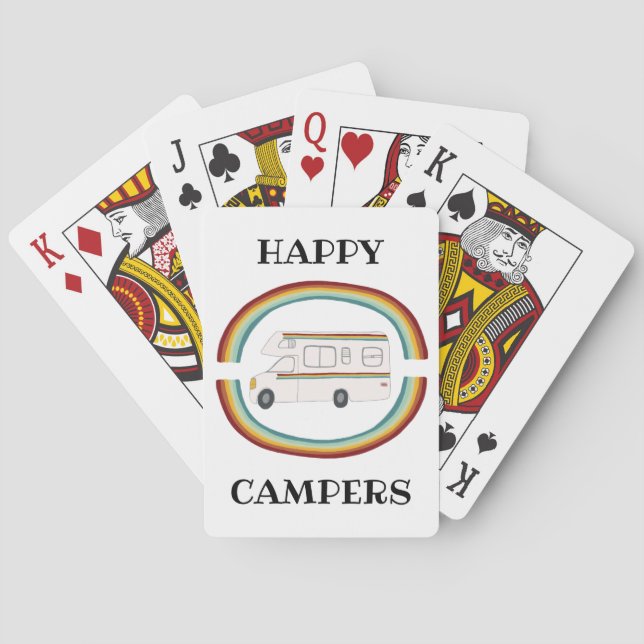 Baraja De Cartas FELIZ CAMPERS Rainbow Retro Motorhome RV (Reverso)