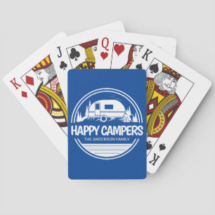 Baraja De Cartas Feliz camping de silueta vintage
