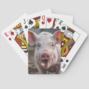 Baraja De Cartas Feliz Cerdo Blanco Lengua Afuera, 