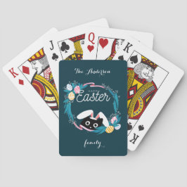 Baraja De Cartas Feliz Corona de Pascua, Gato Negro con orejas de c