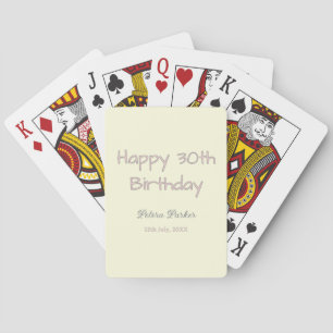 Baraja De Cartas feliz cumpleaños 30 rosa amarillo gris nombre en p