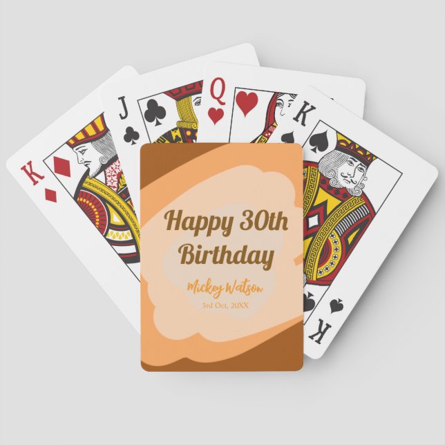 Baraja De Cartas Feliz cumpleaños 30 rústico madera Halloween otoño (Reverso)