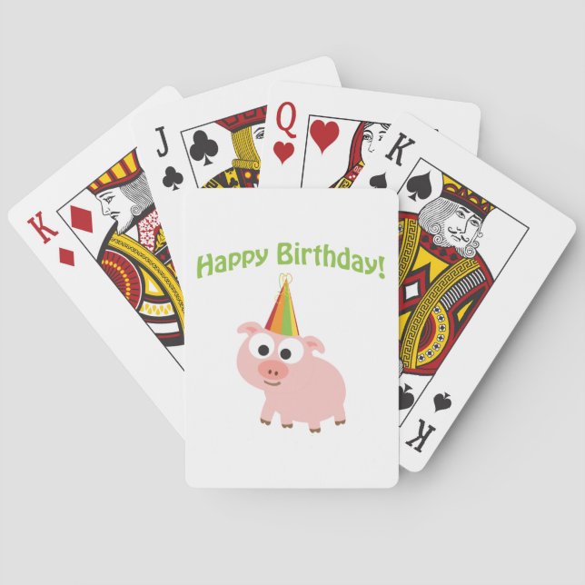 Baraja De Cartas ¡Feliz cumpleaños! Cerdo cúbico (Reverso)