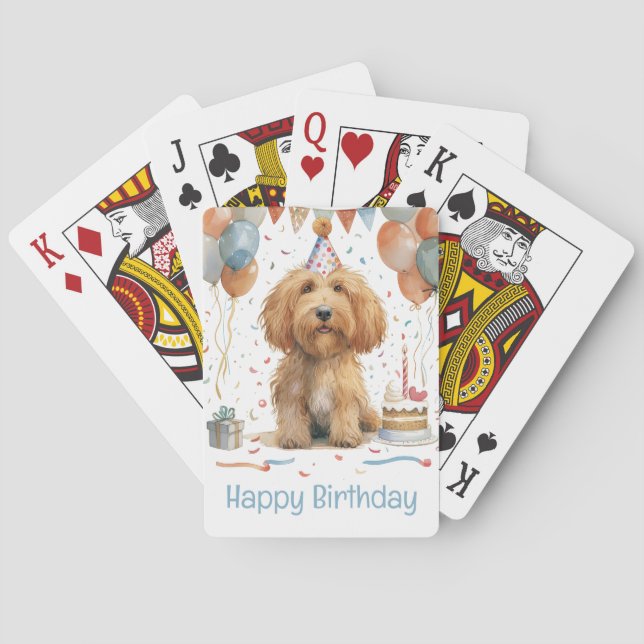 Baraja De Cartas Feliz cumpleaños Goldendoodle Dog (Reverso)