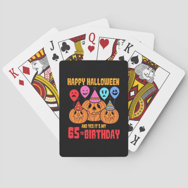 Baraja De Cartas Feliz cumpleaños número 65 de Halloween (Reverso)