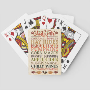 Baraja De Cartas Feliz Día de Acción de Gracias Palabras Descriptiv