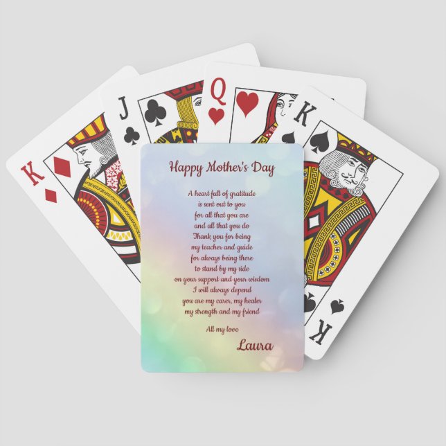 Baraja De Cartas Feliz Día de la Madre Poema personalizado (Reverso)