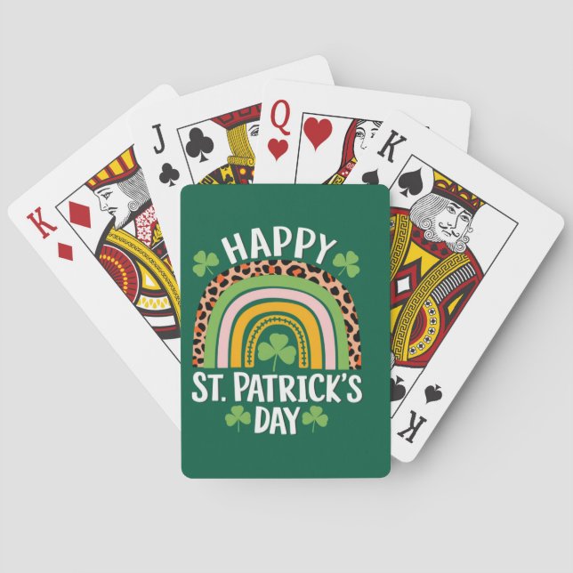 Baraja De Cartas Feliz Día de San Patricio, arcoiris (Reverso)