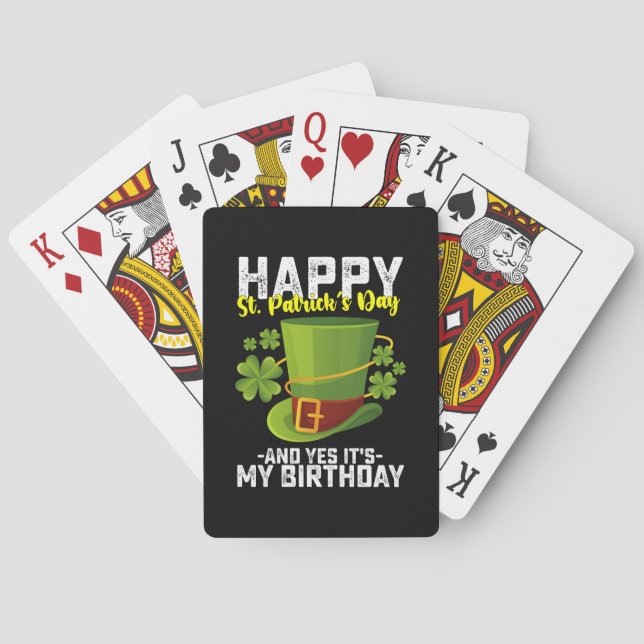 Baraja De Cartas Feliz Día de San Patricio y sí es mi cumpleaños (Reverso)