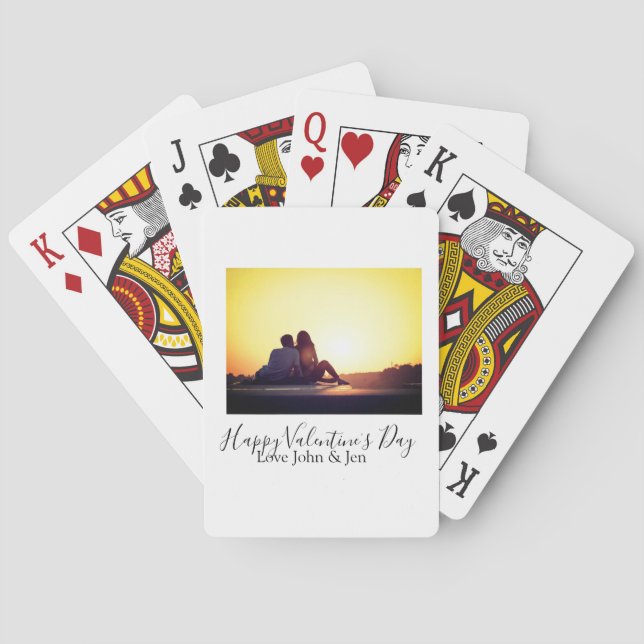 Baraja De Cartas Feliz día de San Valentín amor agregar nombre foto (Reverso)