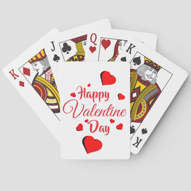 Baraja De Cartas Feliz día de San Valentín blanco (Reverso)