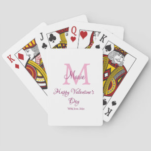 Baraja De Cartas Feliz día de San Valentín monograma nombre rosa am