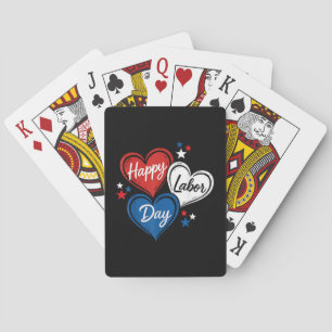 Baraja De Cartas Feliz Día del Trabajo Corazones Patrióticos Rojo B