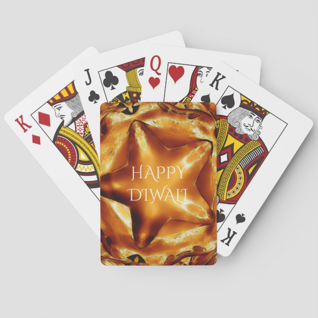 Baraja De Cartas Feliz Diwali saludar a estrella brillante de cobre (Reverso)