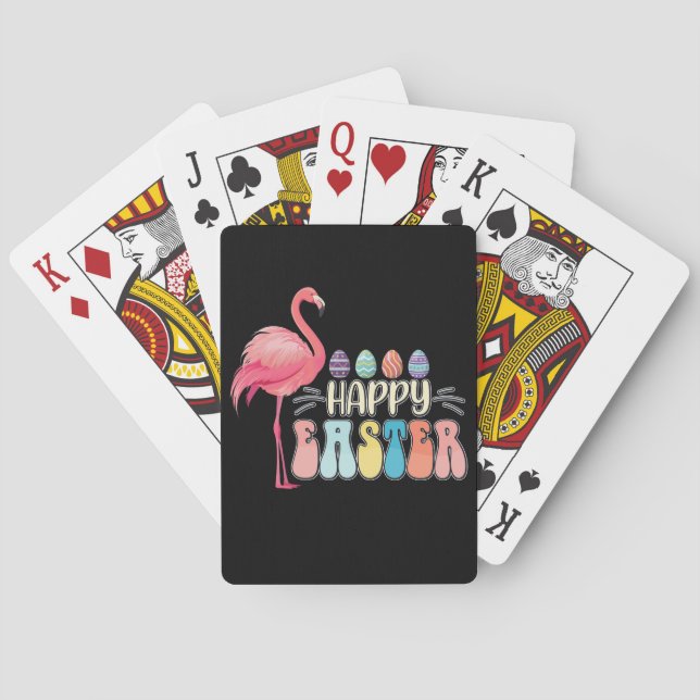 Baraja De Cartas Feliz Flamingo de Pascua (Reverso)
