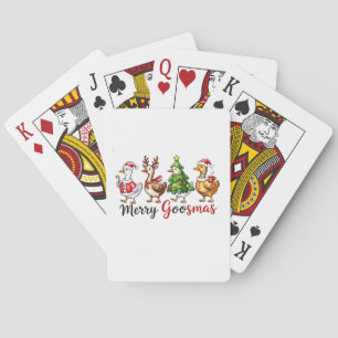 Baraja De Cartas Feliz Gansemas Ganso de Navidad con Gorro de Papá