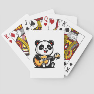 Baraja De Cartas Feliz Guitarista Panda - Diseño Cuto De Música Acú
