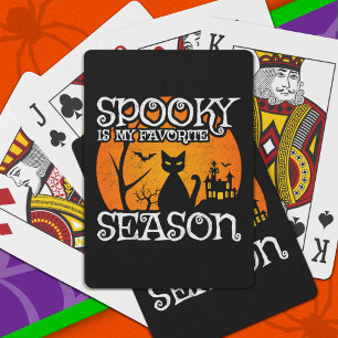 Baraja De Cartas Feliz Halloween Black Cat Spooky Season Funny Hall
