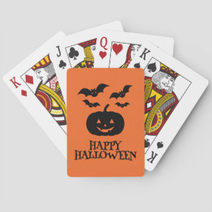 Baraja De Cartas Feliz Halloween Calabaza Murciélago Minimalista