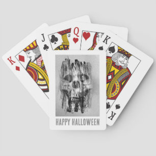 Baraja De Cartas Feliz Halloween. Cráneo angustiado