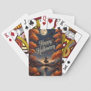 Baraja De Cartas Feliz Halloween Encantado Otoño Calabaza