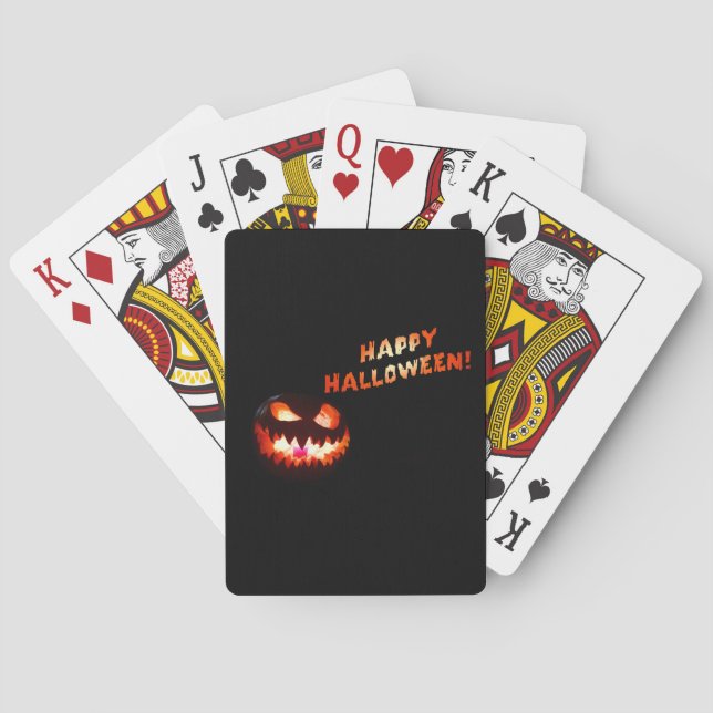 Baraja De Cartas FELIZ HALLOWEEN - Jack-O-Lantern Brillante (Reverso)