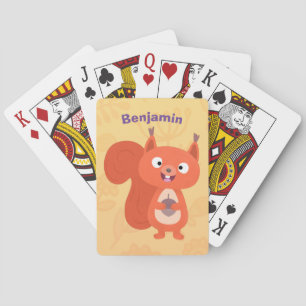 Baraja De Cartas Feliz ilustracion de personalizado de ardilla roja