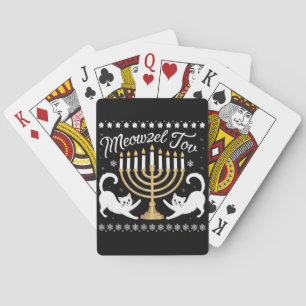 Baraja De Cartas Feliz Meowzel Chanuká divertido Jersey feo de Hanu