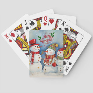 Baraja De Cartas Feliz Navidad, celebración de hombres de nieve