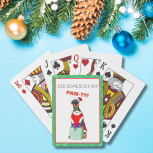 Baraja De Cartas Feliz Navidad Doberman Lindo con Ropa de Santa