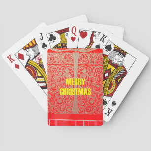 Baraja De Cartas Feliz Navidad Golden Red Snow Hearts